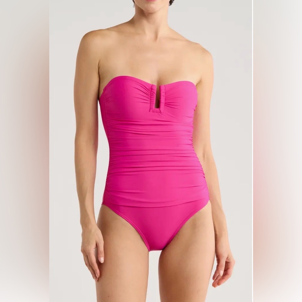 DKNY Wildberry Pink Strapless One-Piece Swimsuit NWT